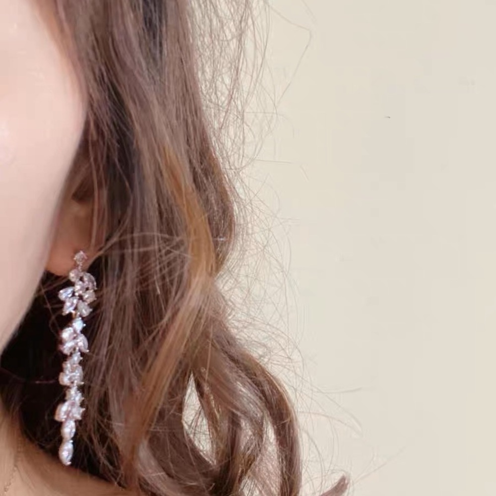 Elegant Silver Crystal Drop Earrings